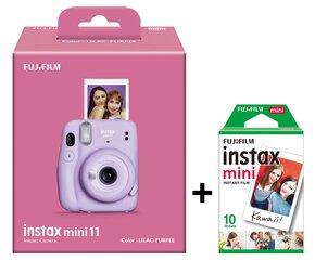 Fujifilm Instax Mini 11 (Lilac Purple) + FUJIFILM Instax Mini Film (Glossy) (Color) 10 cena un informācija | Momentfoto kameras | 220.lv