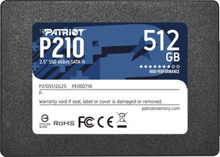 Patriot P210S512G25 cena un informācija | Iekšējie cietie diski (HDD, SSD, Hybrid) | 220.lv