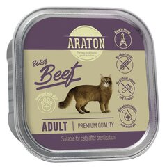 Araton Adult Cat with Beef konservēta liellopu gaļas barība pieaugušiem kaķiem, 85 g cena un informācija | Gardumi kaķiem | 220.lv