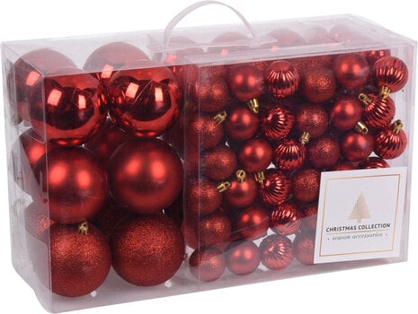Ziemassvētku eglīšu rotaļlietu komplekts Red, polipropilēns, 94 gab. cena un informācija | Eglīšu rotājumi | 220.lv
