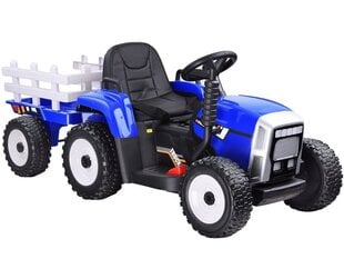 Vienvietīgs bērna elektriskais traktors ar piekabi, zils cena un informācija | Elektromobīļi bērniem | 220.lv