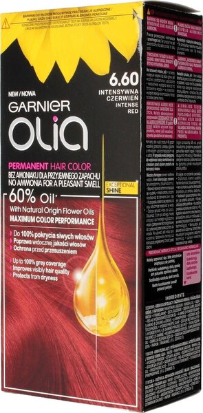 Eļļas bāzes ilgnoturīga matu krāsa bez amonjaka Garnier Olia 6.60 Intense Red cena un informācija | Matu krāsas | 220.lv