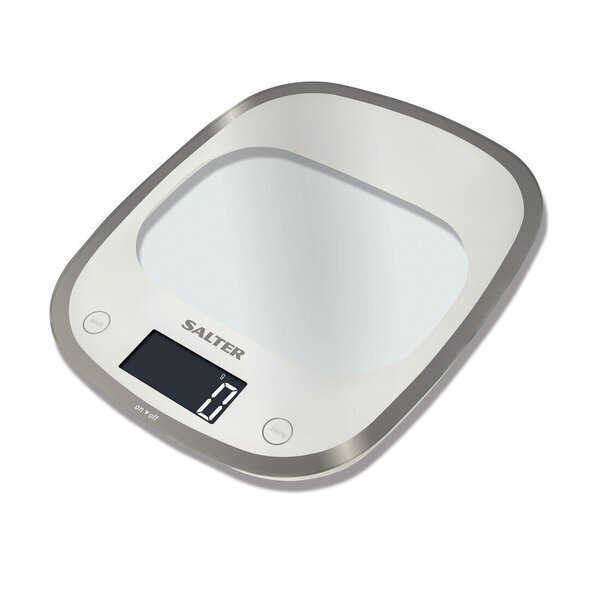 Salter 1050 WHDR White Curve Glass Electronic Digital Kitchen Scales cena un informācija | Virtuves svari | 220.lv