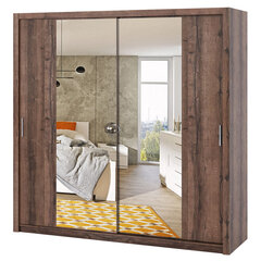 Шкаф с зеркалом Selsey Rinker 220 см, темно-коричневый цена и информация | Шкафы | 220.lv