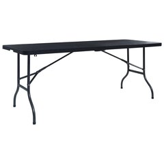 Salokāms dārza galds, melns, 180x75x72 cm, HDPE cena un informācija | Dārza galdi | 220.lv