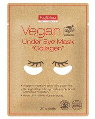 Vegānu acu maska Purederm Collagen ar kolagēnu, 30 gab. cena un informācija | Sejas maskas, acu maskas | 220.lv