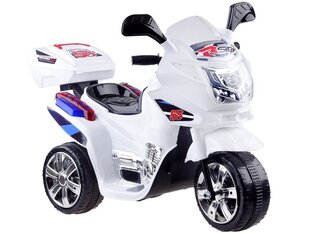 Vienvietīgs bērnu elektriskais motocikls ar LED gaismām, baltas krāsas cena un informācija | Elektromobīļi bērniem | 220.lv