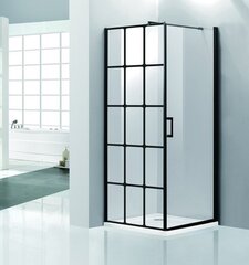 Dušas stūris Vento Palermo kvadrāts, 90x90x195, melnais profils, stikls 6mm Easy Clean , bez paliktņa cena un informācija | Dušas kabīnes | 220.lv