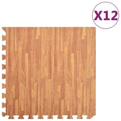 vidaXL grīdas paklājiņi, 12 gab., 4,32 ㎡, EVA putas, koka tekstūra cena un informācija | Āra grīdas segumi | 220.lv
