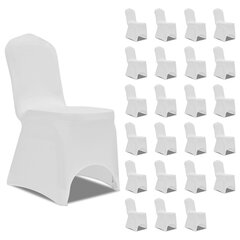 vidaXL krēslu pārvalki, 24 gab., balts elastīgs audums cena un informācija | Mēbeļu pārvalki | 220.lv