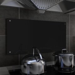 vidaXL virtuves sienas panelis, 80x40 cm, rūdīts stikls, melns cena un informācija | Virtuves furnitūra | 220.lv