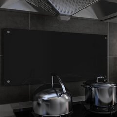 vidaXL virtuves sienas panelis, 90x40 cm, rūdīts stikls, melns cena un informācija | Virtuves furnitūra | 220.lv
