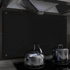 vidaXL virtuves sienas panelis, 100x60 cm, rūdīts stikls, melns cena un informācija | Virtuves furnitūra | 220.lv