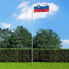 vidaXL Slovēnijas karogs un karoga masts, alumīnijs, 6,2 m cena un informācija | Karogi un aksesuāri | 220.lv