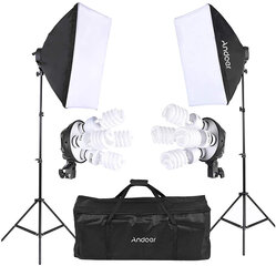 Andoer Softbox x2 ar 4 lampām + Studio cena un informācija | Apgaismojums fotografēšanai | 220.lv