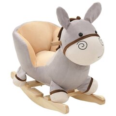 vidaXL rotaļu šūpuļkrēsls ar atzveltni, 60x32x50 cm, ēzelis, pelēks cena un informācija | Rotaļlietas zīdaiņiem | 220.lv